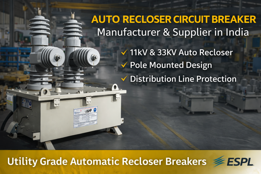 Auto recloser circuit breaker manufacturer in India supplying utility grade 11kV and 33kV pole mounted auto recloser for distribution line protection